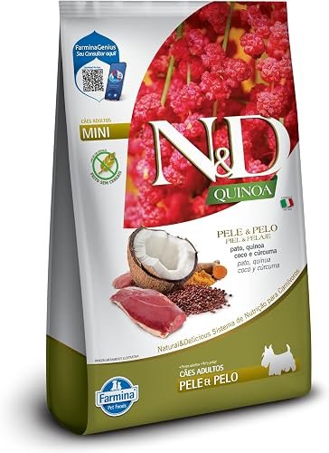 Farmina N&D Quinoa Pele e Pelo Raças Mini e Pequenas Pato, 7 kg