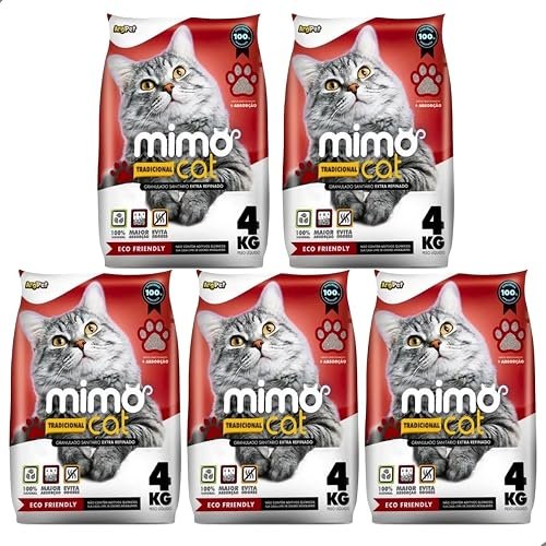 Mimo Cat Areia Higiênica Tradicional Grãos Médios, kit com 5