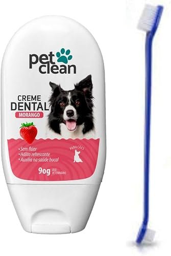 Pet Clean Kit Escova de Dente e Creme Dental Sabor Morango