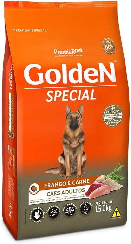 Ração Golden Special para Cães Adultos, Sabor Frango e Carne, 15 kg