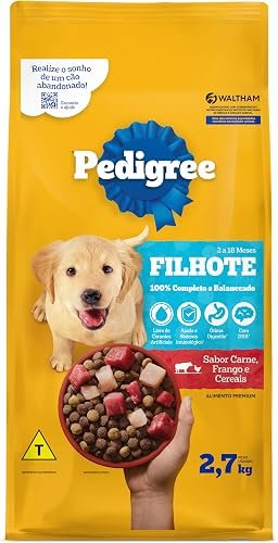 Ração Pedigree Carne, Frango e Cereais para Cães Filhotes, 2,7 kg