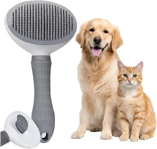 Rasqueadeira Autolimpante para Cães e Gatos com Botão